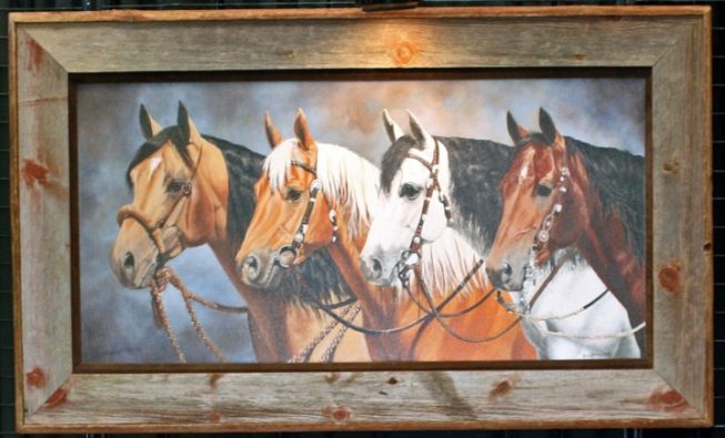 Barnwood Frame with Horses